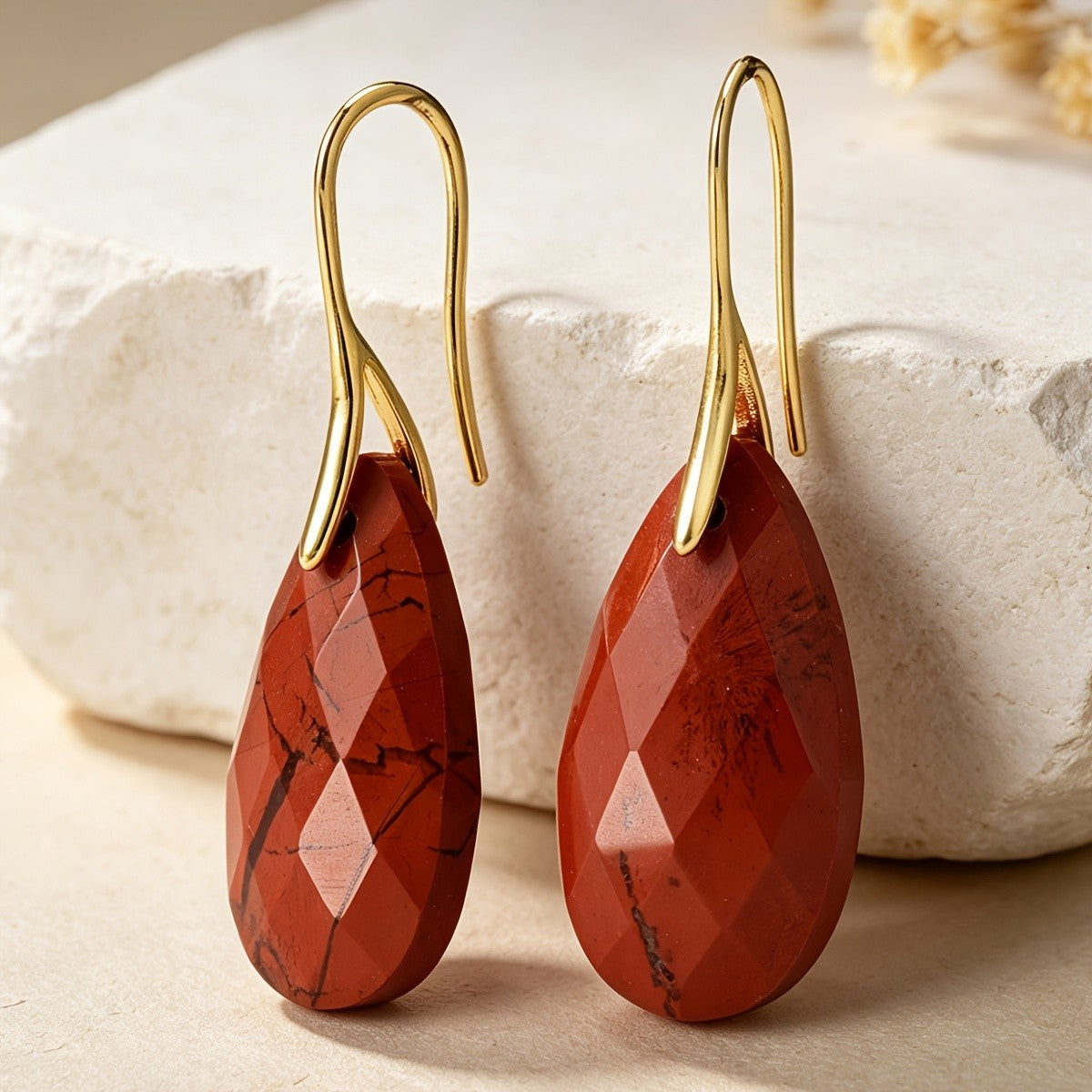 Red Jasper Teardrop Earrings