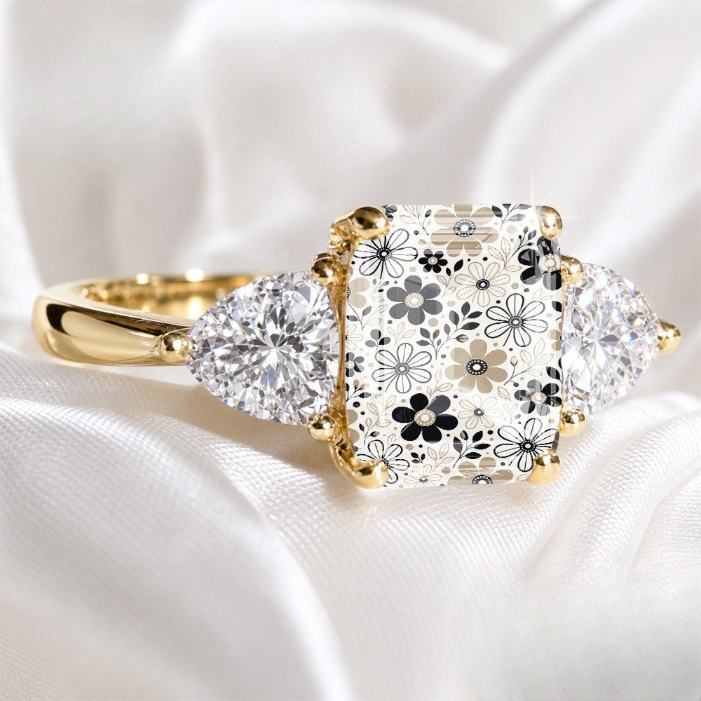 Floral Square Crystal Ring