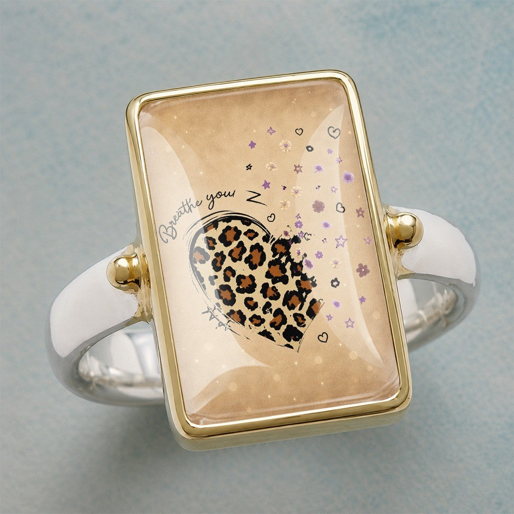 Leopard Heart Floral Square Ring