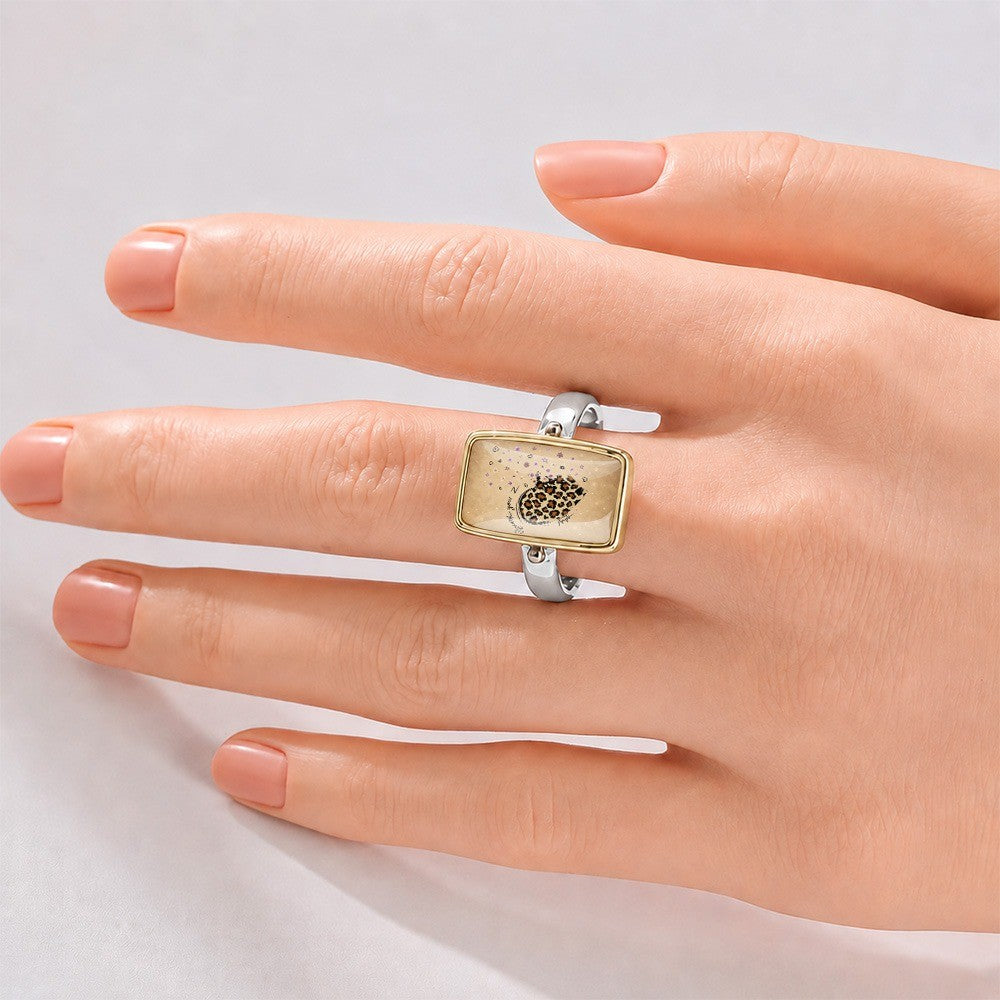 Leopard Heart Floral Square Ring