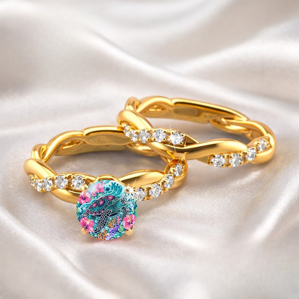Sea Turtle Glass Dome Ring