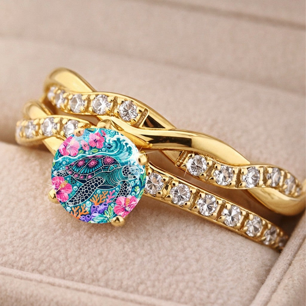 Sea Turtle Glass Dome Ring
