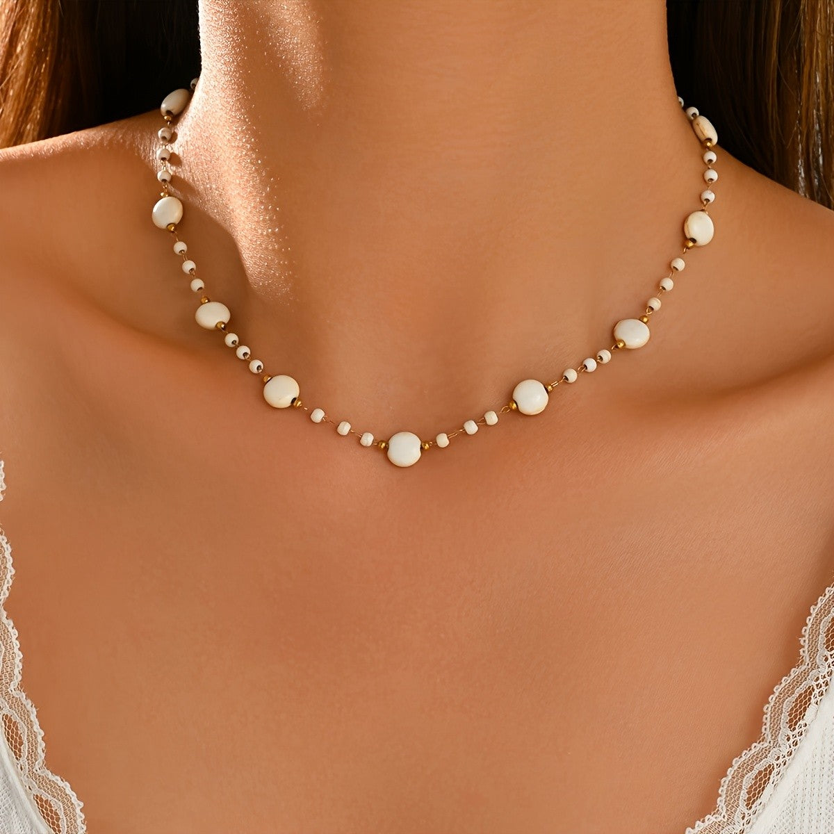 Cream Bead Necklace