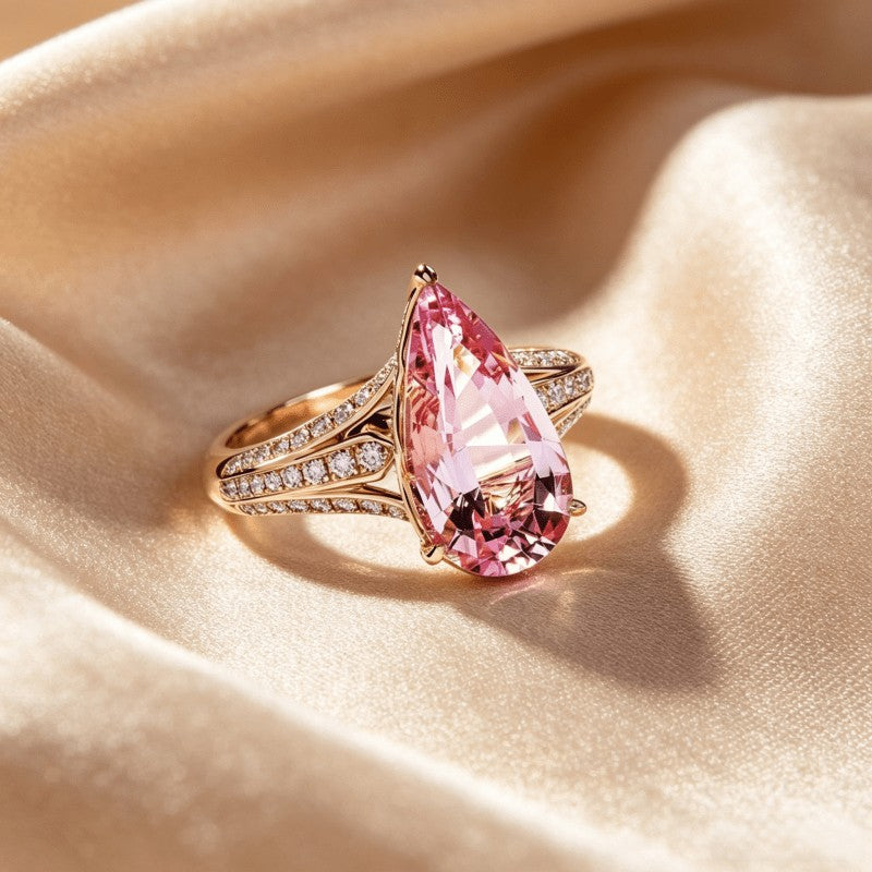 Pink Pear Drop Ring