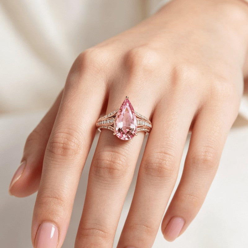Pink Pear Drop Ring