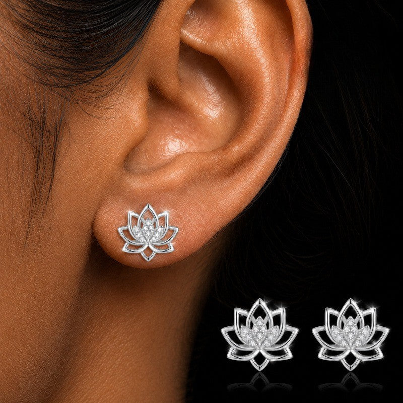 Crystal Lotus Stud Earrings