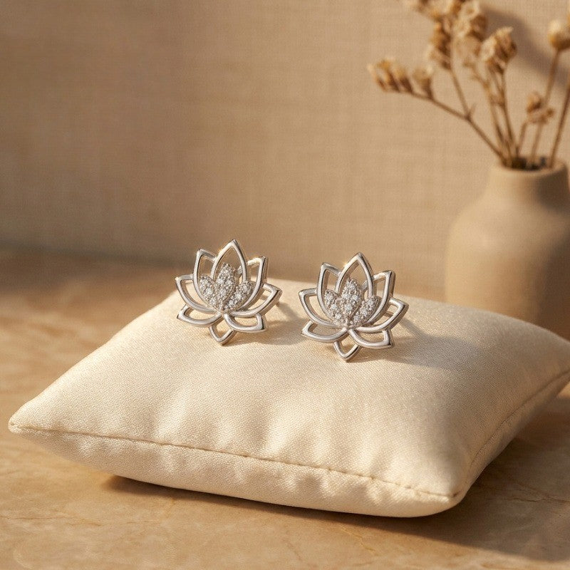Crystal Lotus Stud Earrings