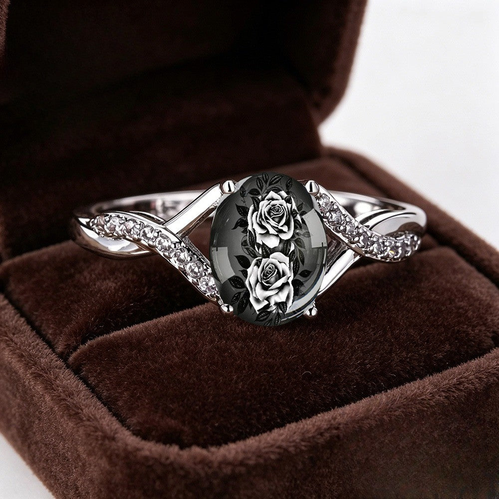Black Rose Twisted Band Ring