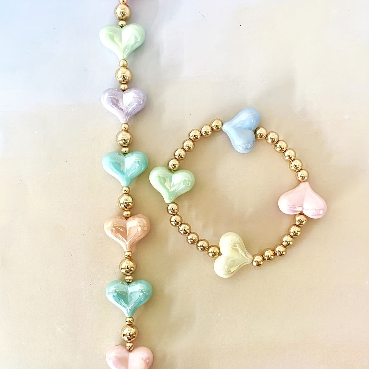 Pastel Acrylic Heart Jewelry Set
