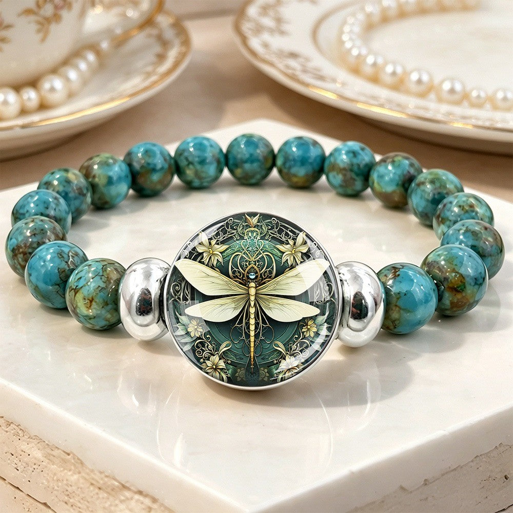 Dragonfly Art Stone Bracelet