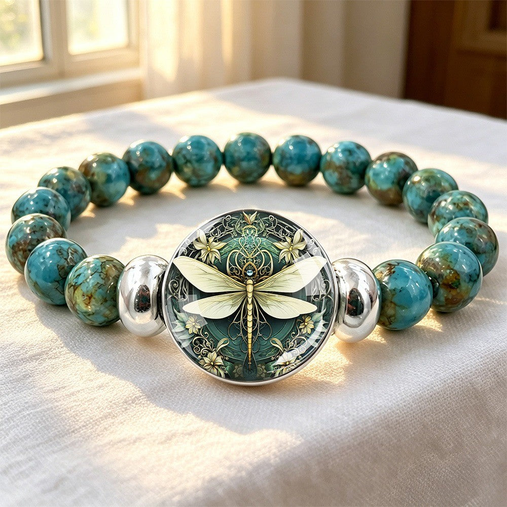 Dragonfly Art Stone Bracelet