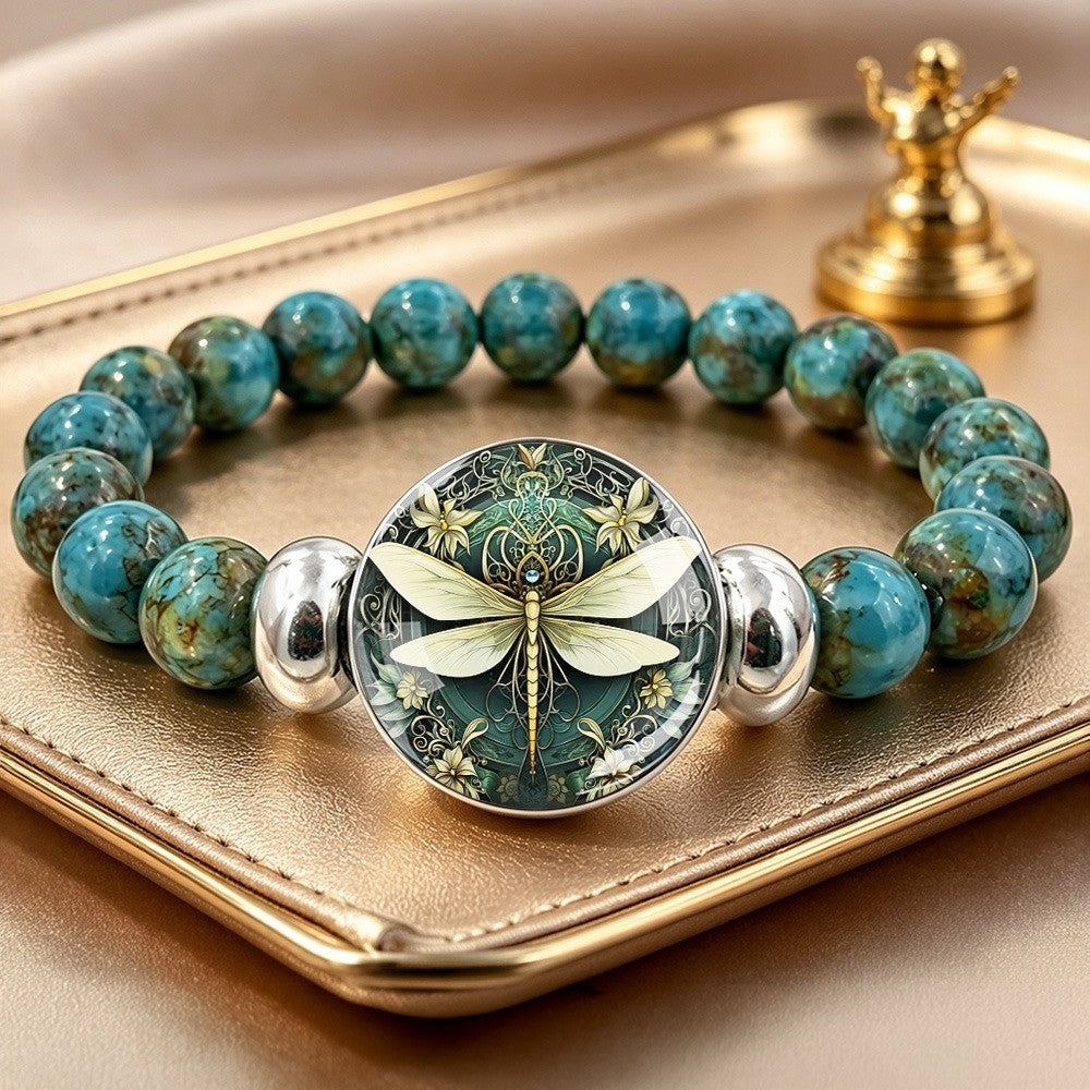 Dragonfly Art Stone Bracelet