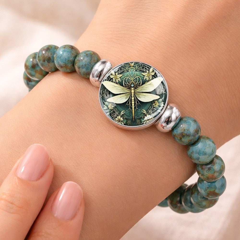 Dragonfly Art Stone Bracelet
