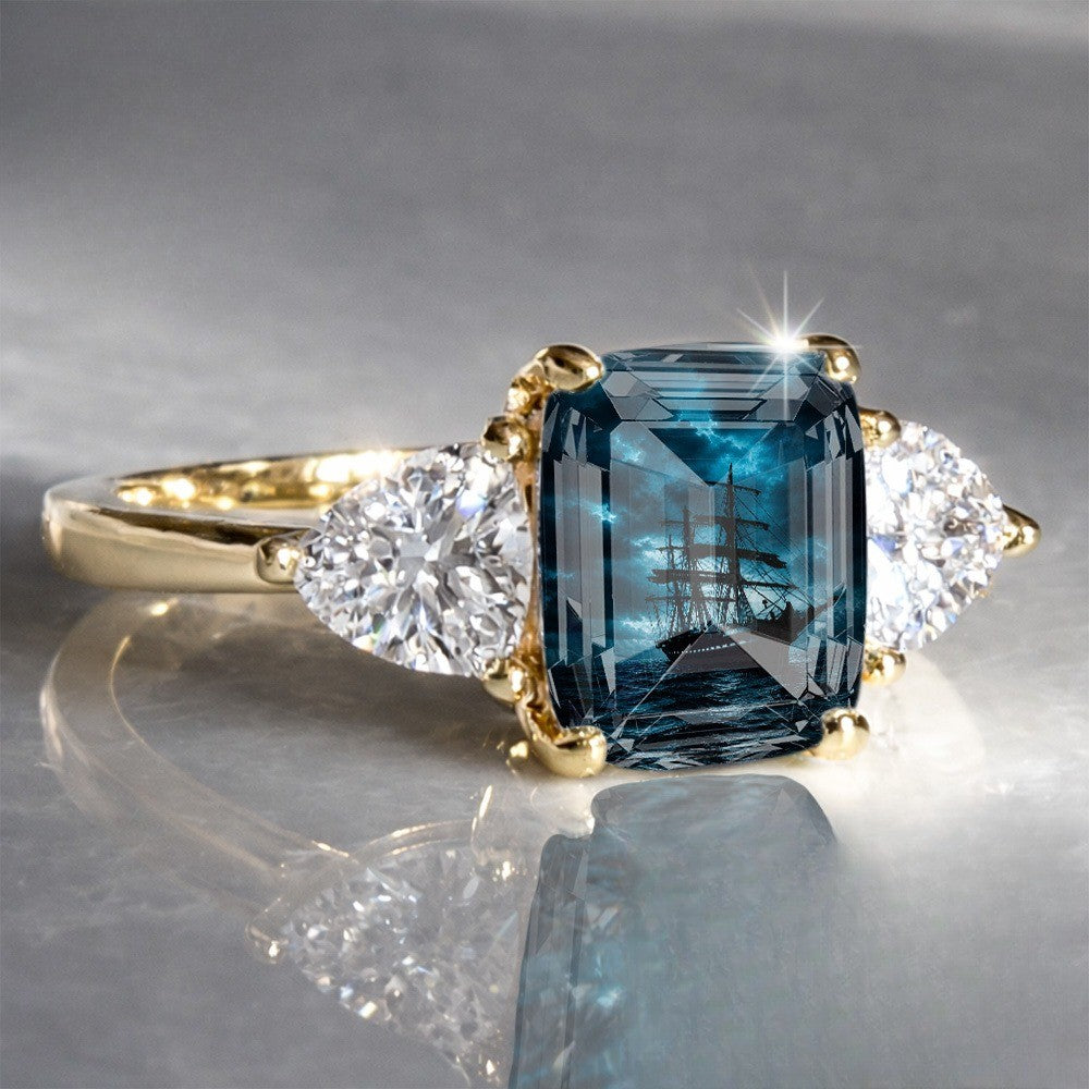 Sailboat Glass Stone Ring