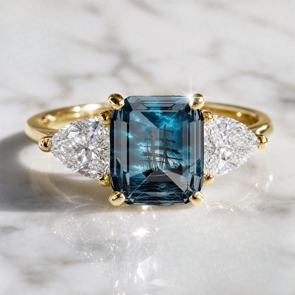 Sailboat Glass Stone Ring