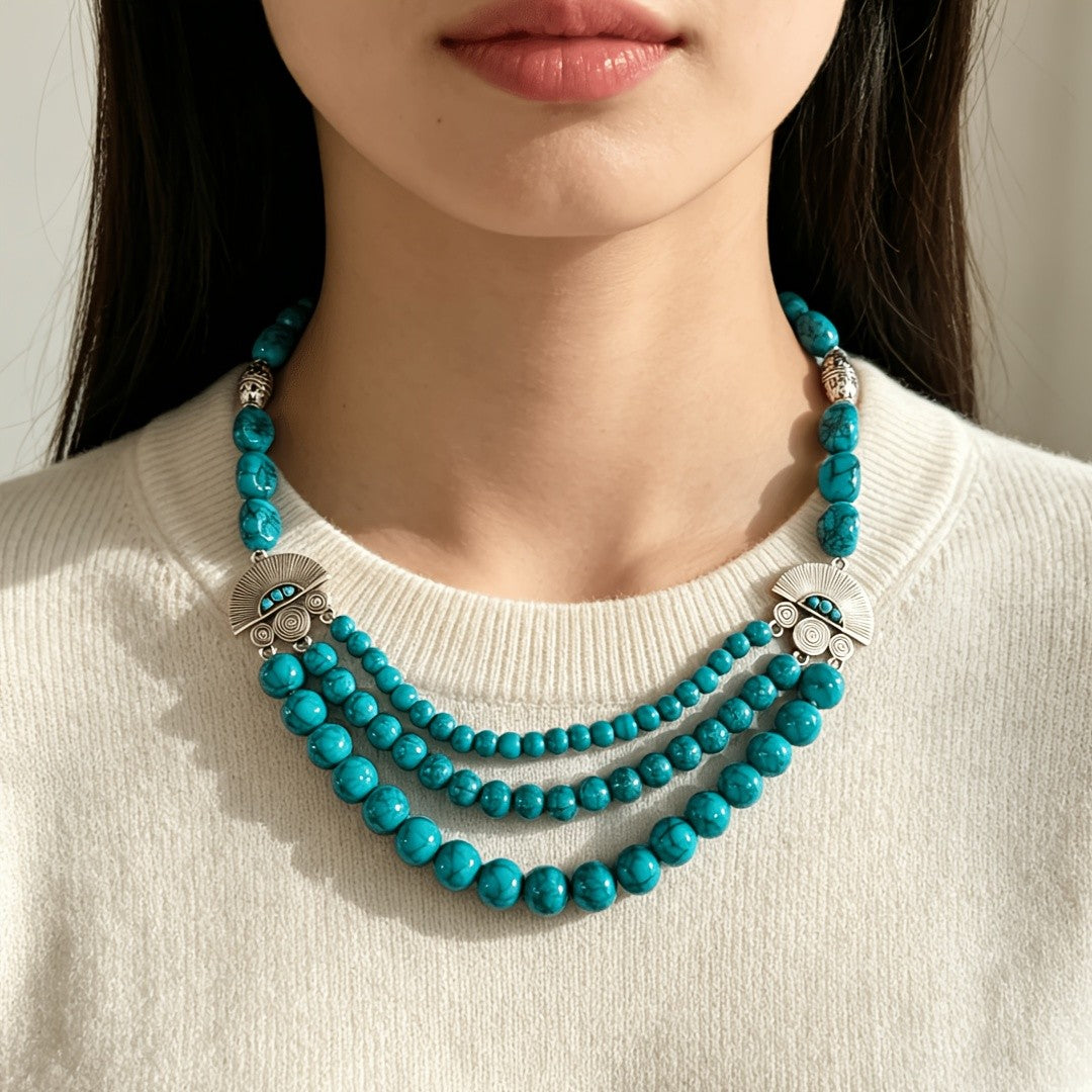 Turquoise Fan Layered Necklace