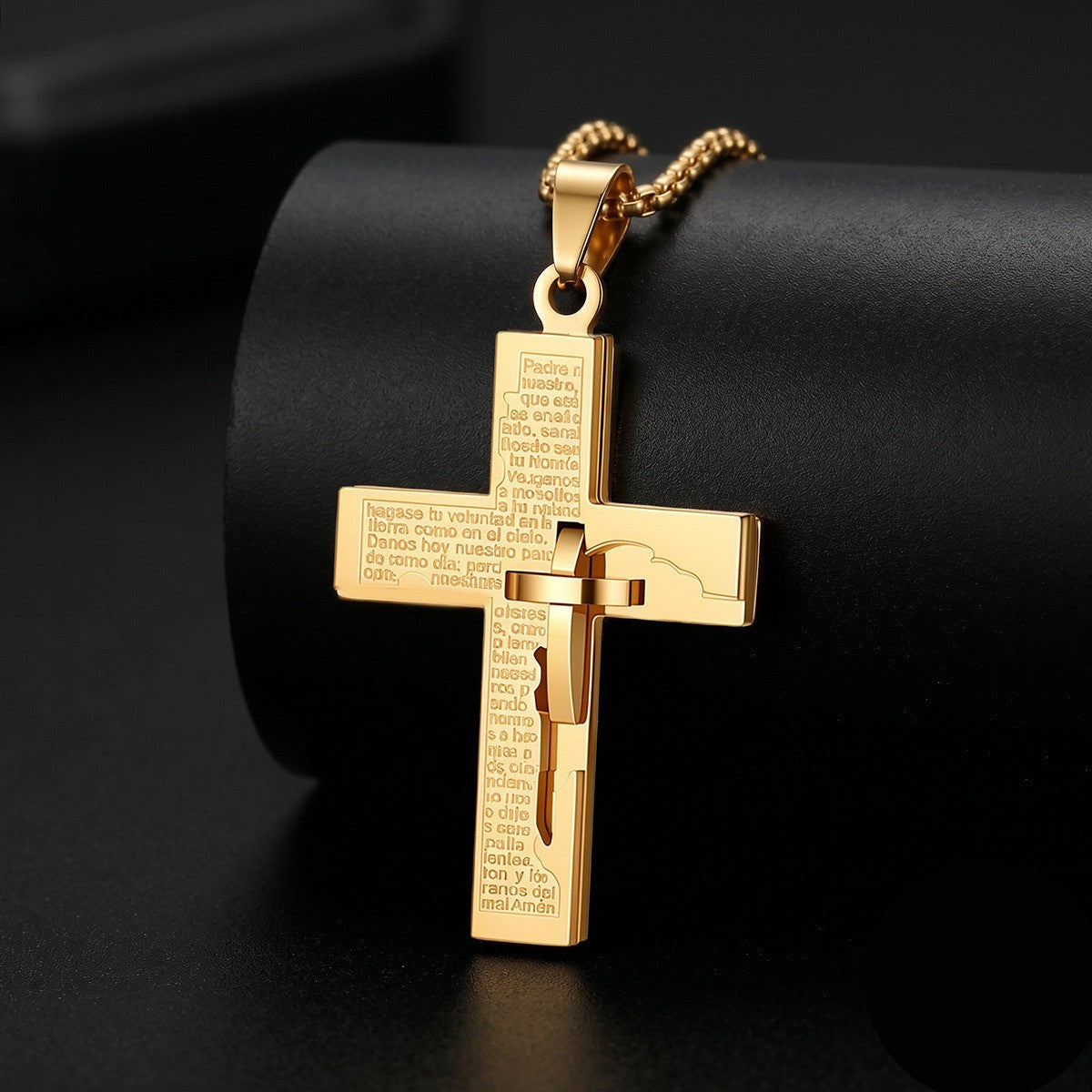 Inscribed Crucifix Necklace