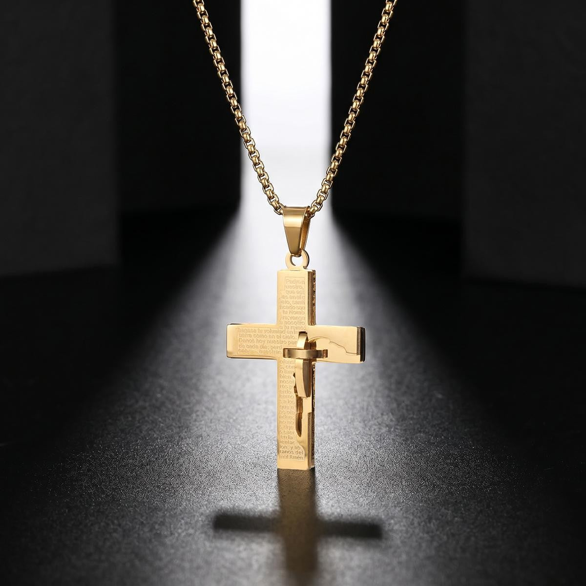 Inscribed Crucifix Necklace