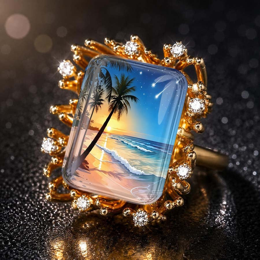 Tropical Sunset Square Ring