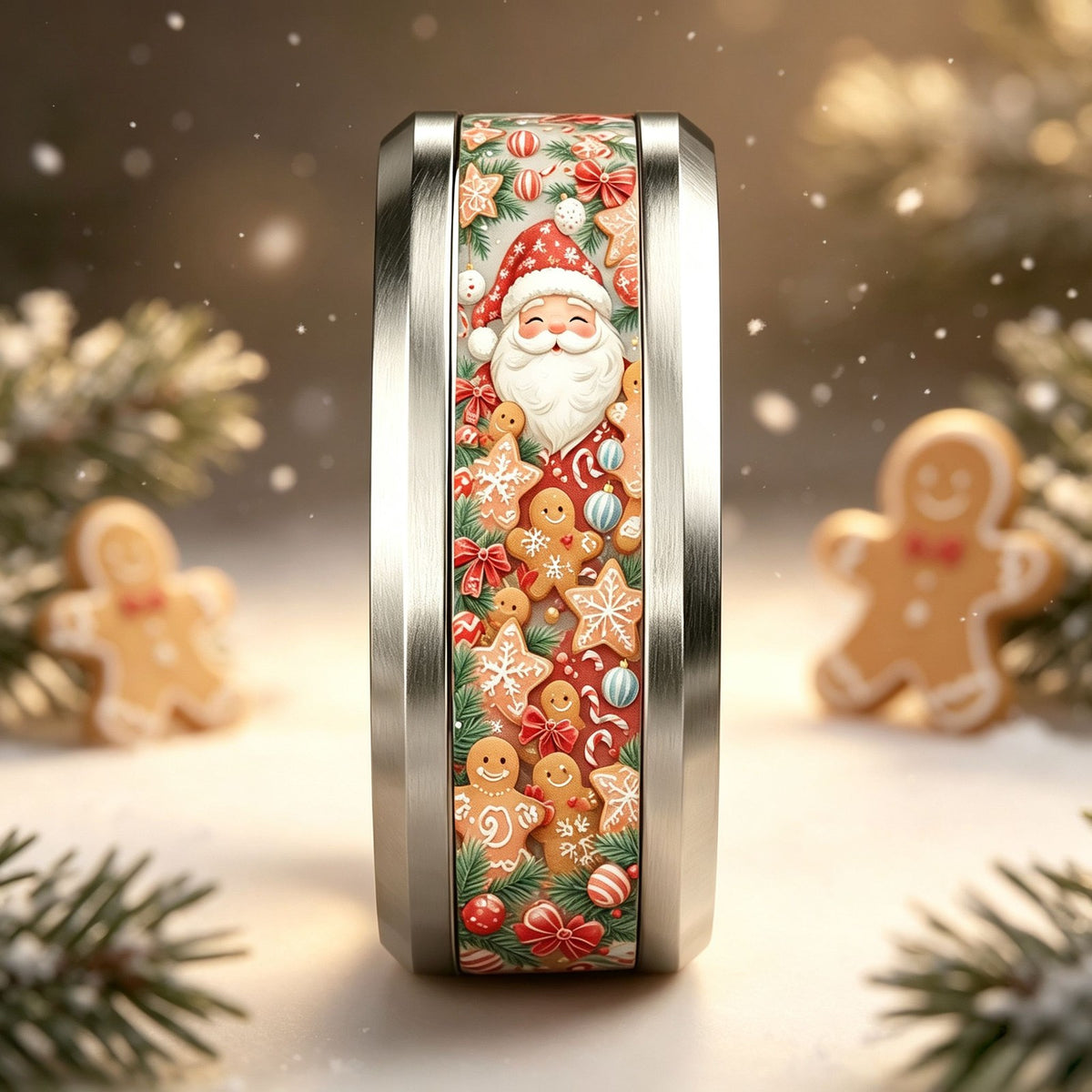 Santa and Gingerbread Resin Ring