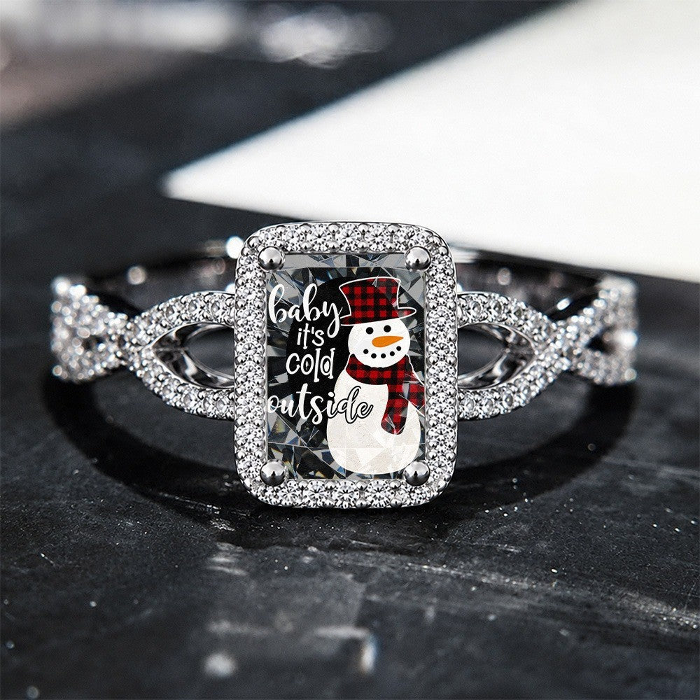 Snowman Plaid Halo Ring