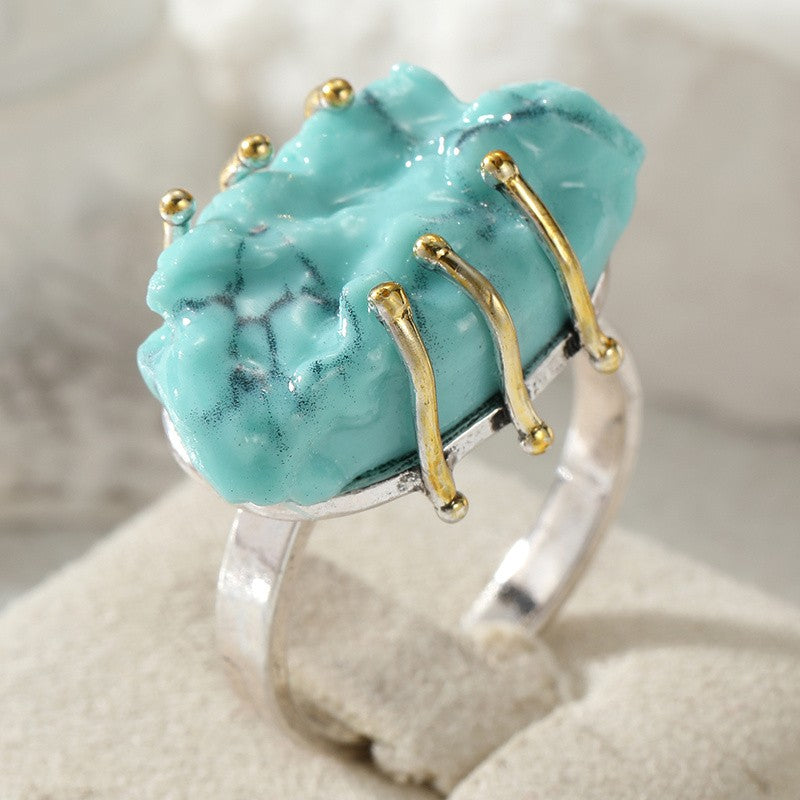 Irregular Turquoise Wrapped Ring