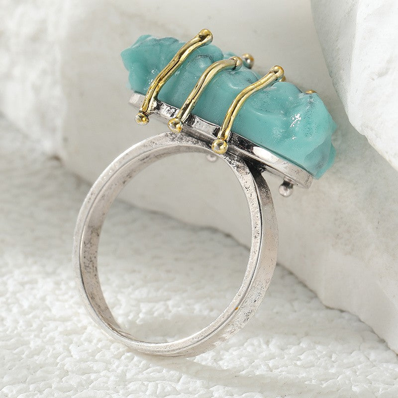 Irregular Turquoise Wrapped Ring