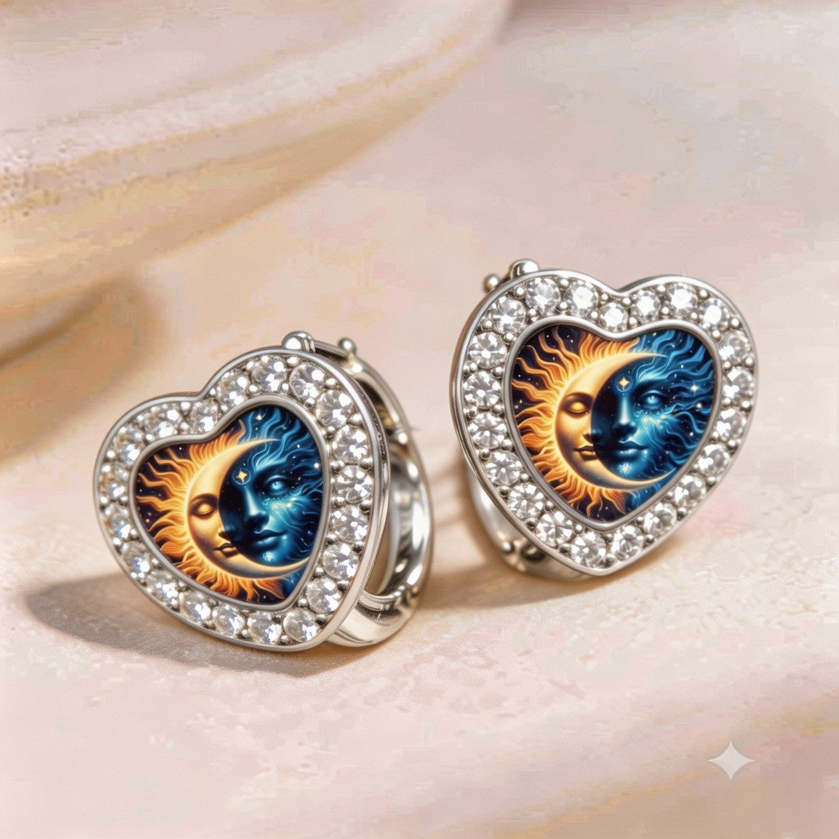 Celestial Sun Moon Heart Earrings