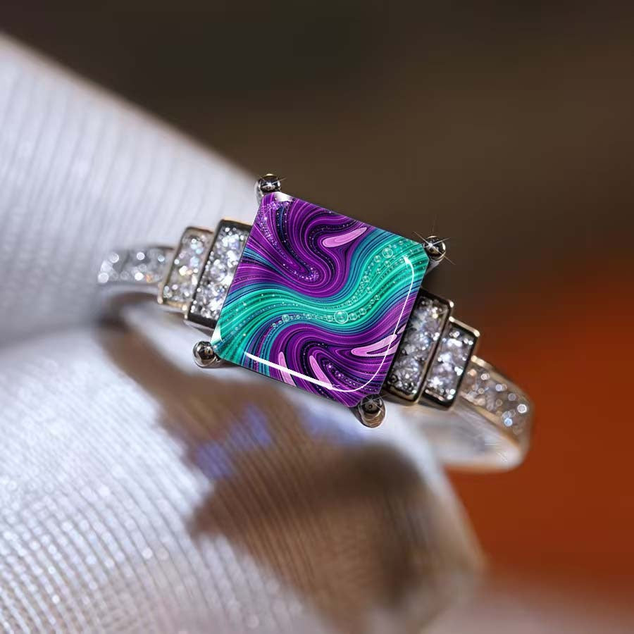 Purple Swirl Square Ring