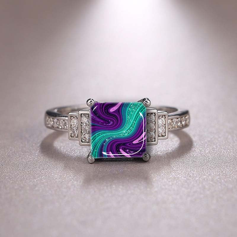 Purple Swirl Square Ring