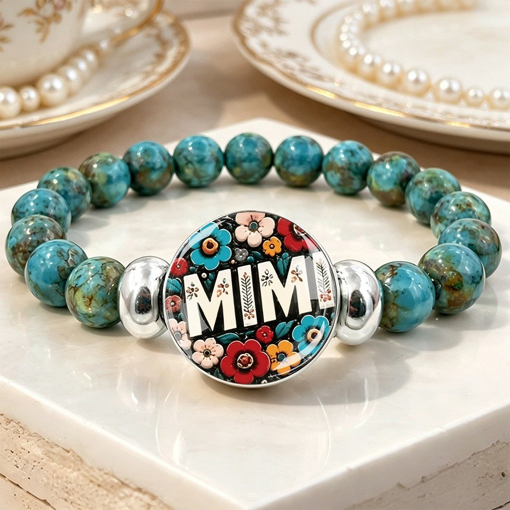 Floral Mim Turquoise Bead Bracelet
