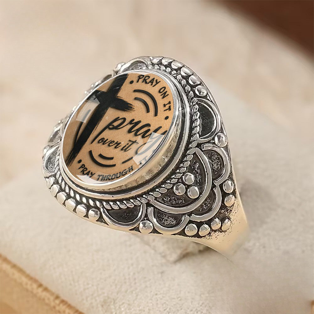 Pray Over It Cross Ring