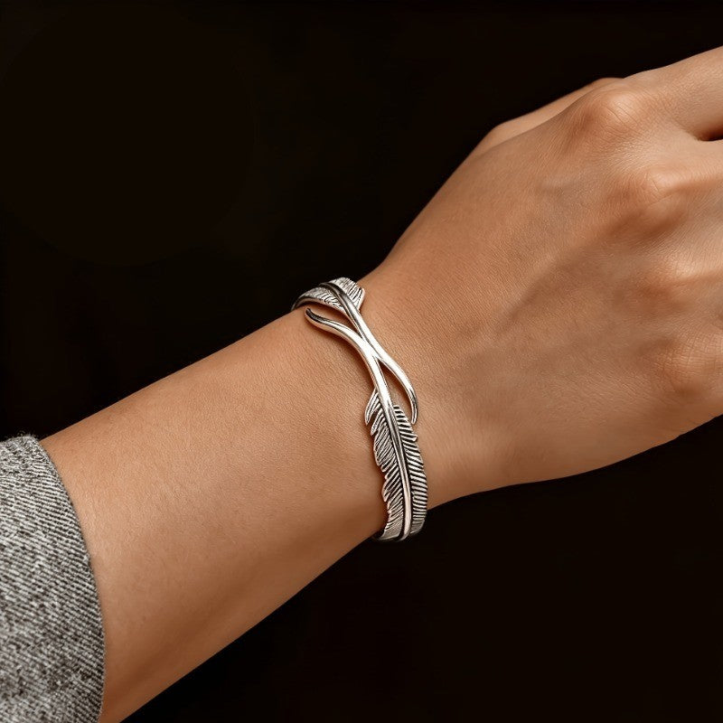 Feather Open Cuff Bracelet