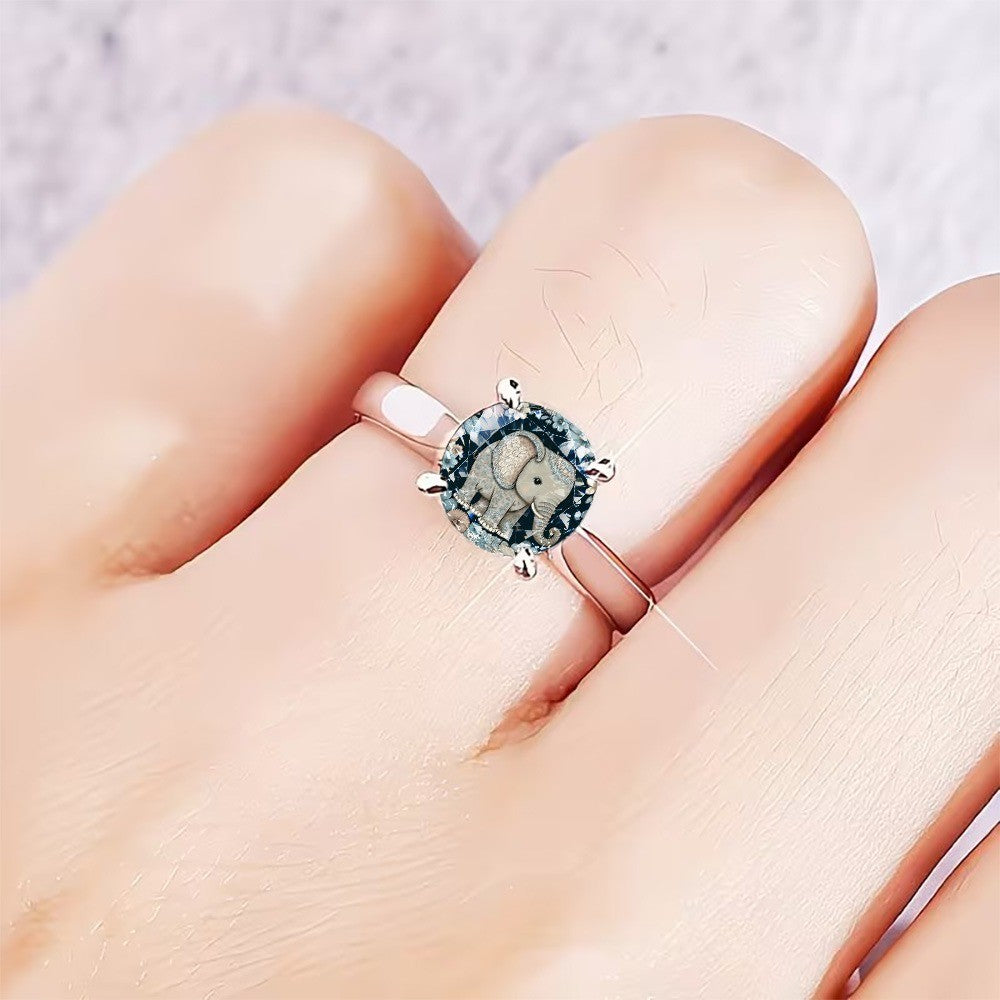Blue Elephant Crystal Ring