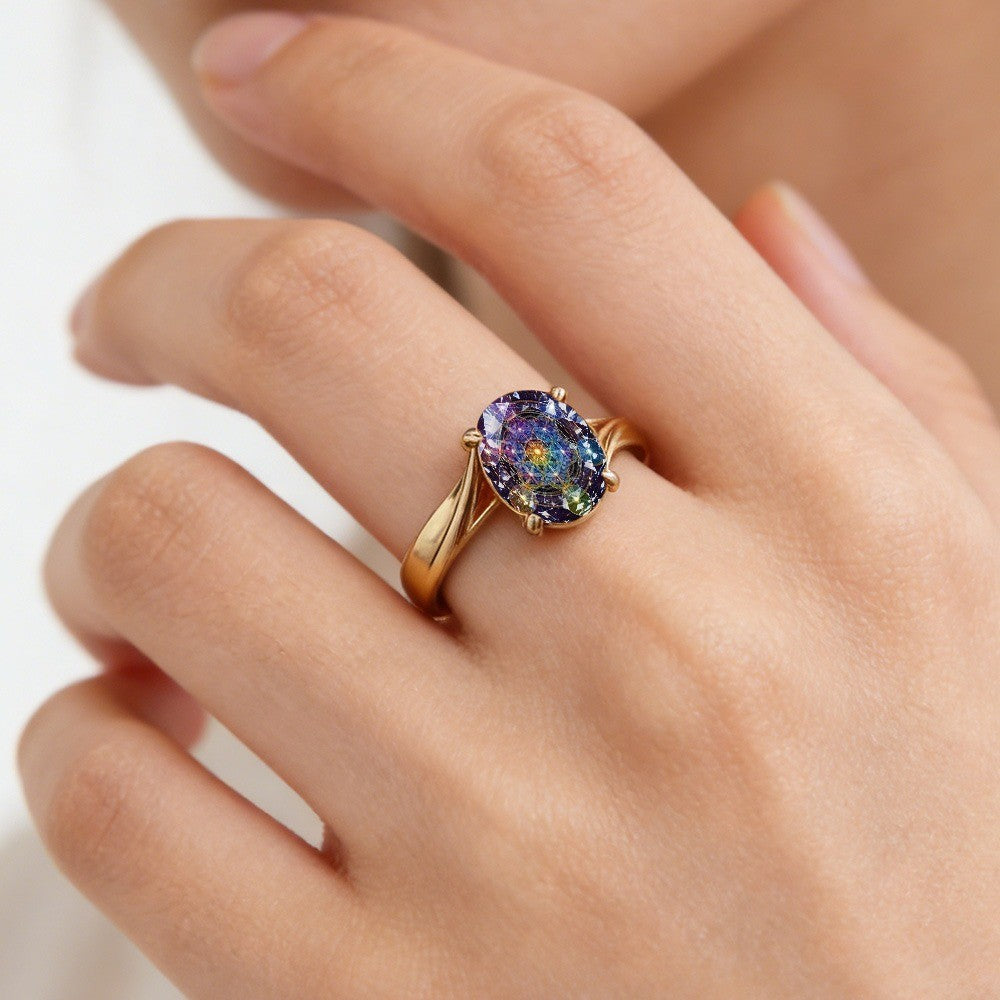 Sacred Geometry Oval Ring