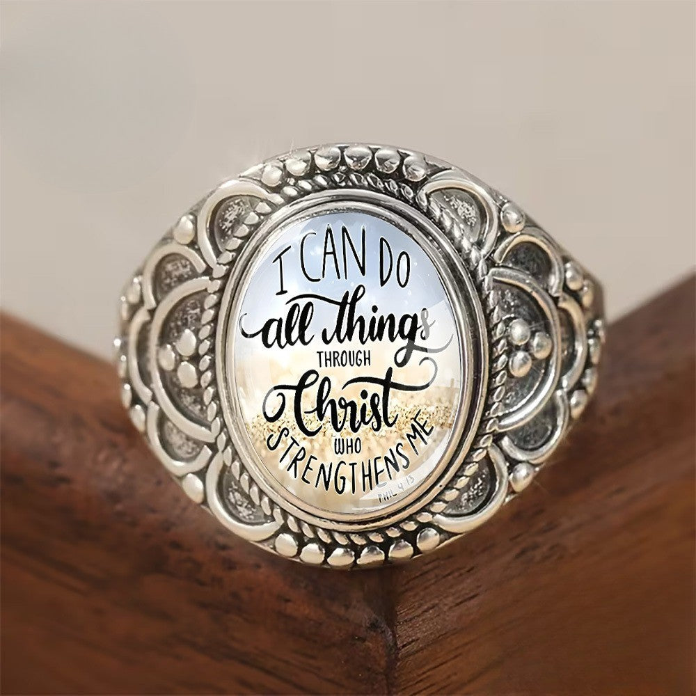 Faith Script Oval Statement Ring