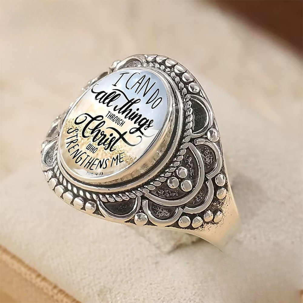 Faith Script Oval Statement Ring