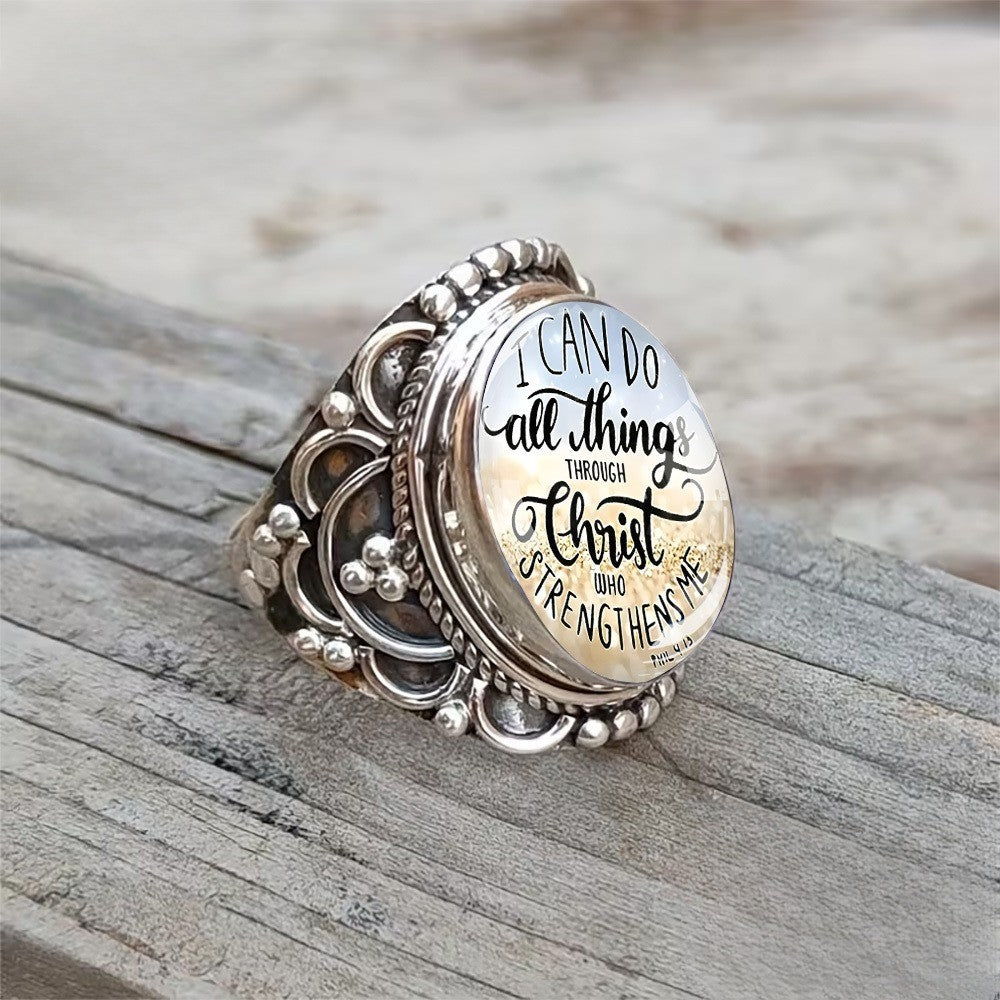 Faith Script Oval Statement Ring