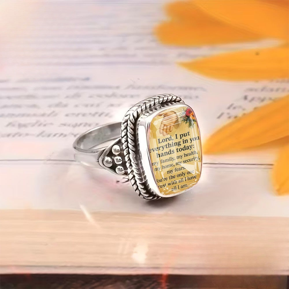 Scripture & Hands Square Ring