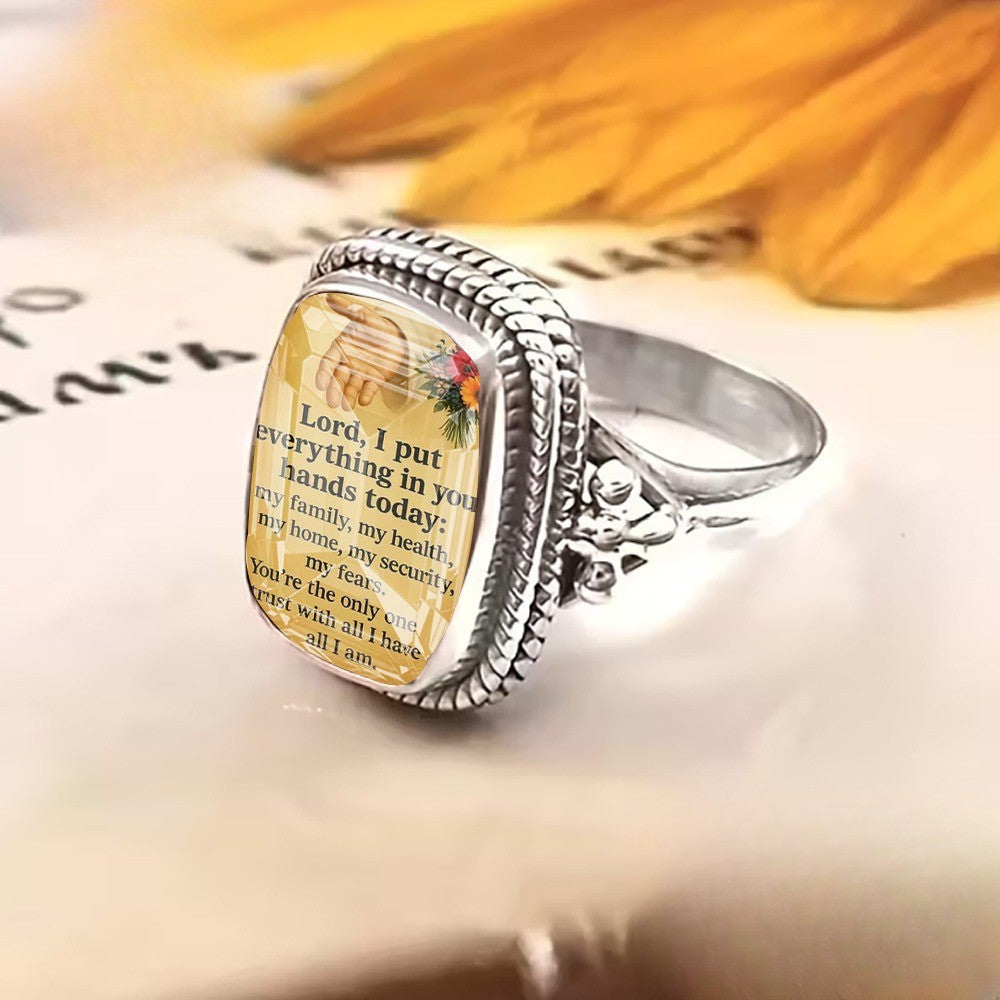 Scripture & Hands Square Ring