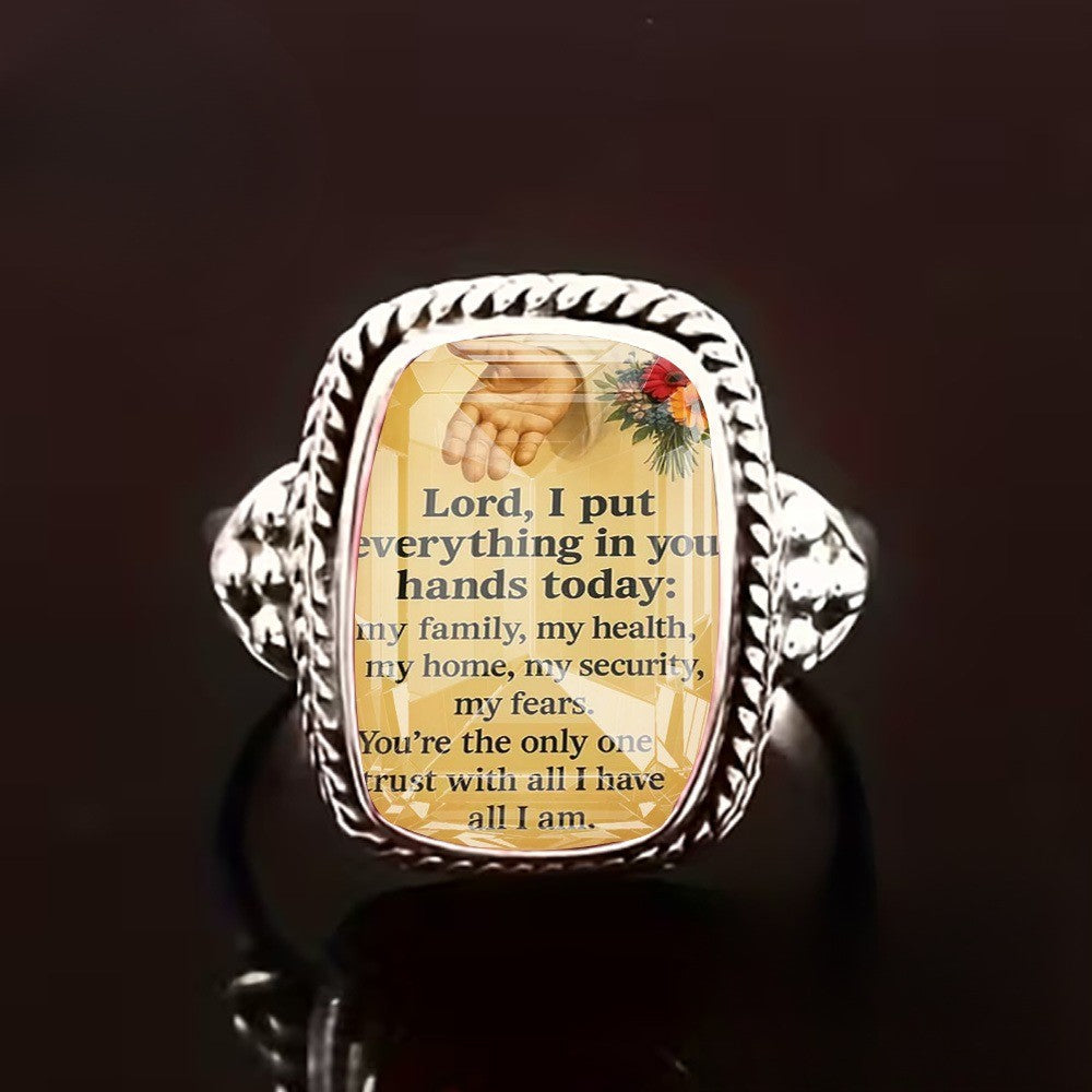Scripture & Hands Square Ring