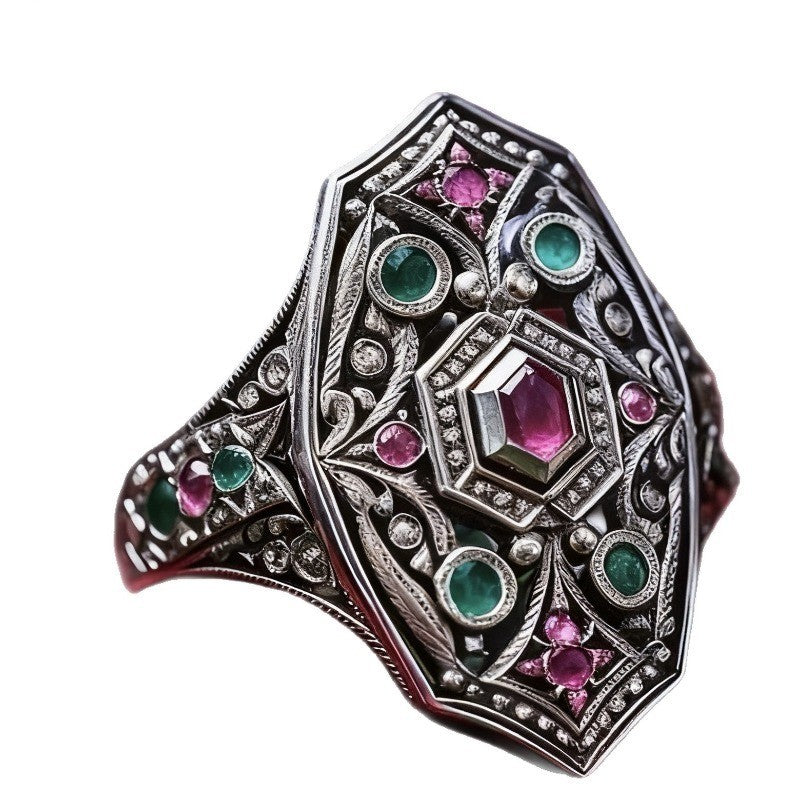 Geometric Shield Statement Ring