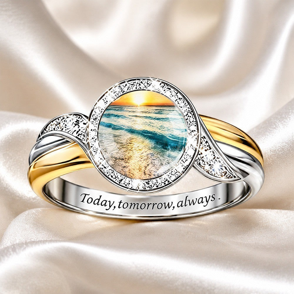 Sunset Ocean Scene Ring