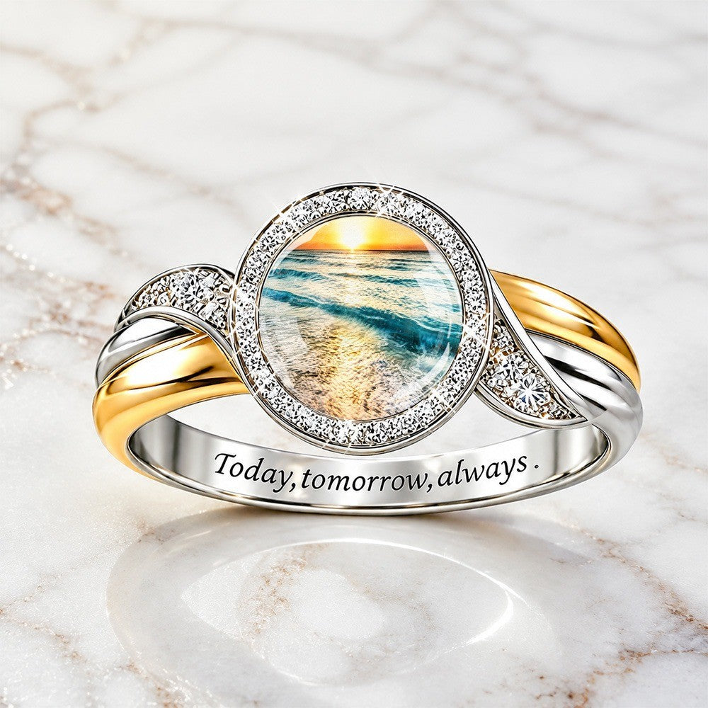 Sunset Ocean Scene Ring