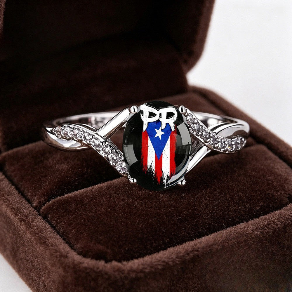 Puerto Rico PR Flag Split Band Ring