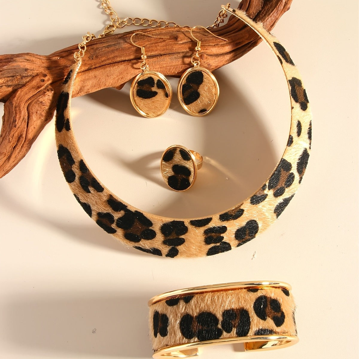 Leopard Print Collar Necklace Set