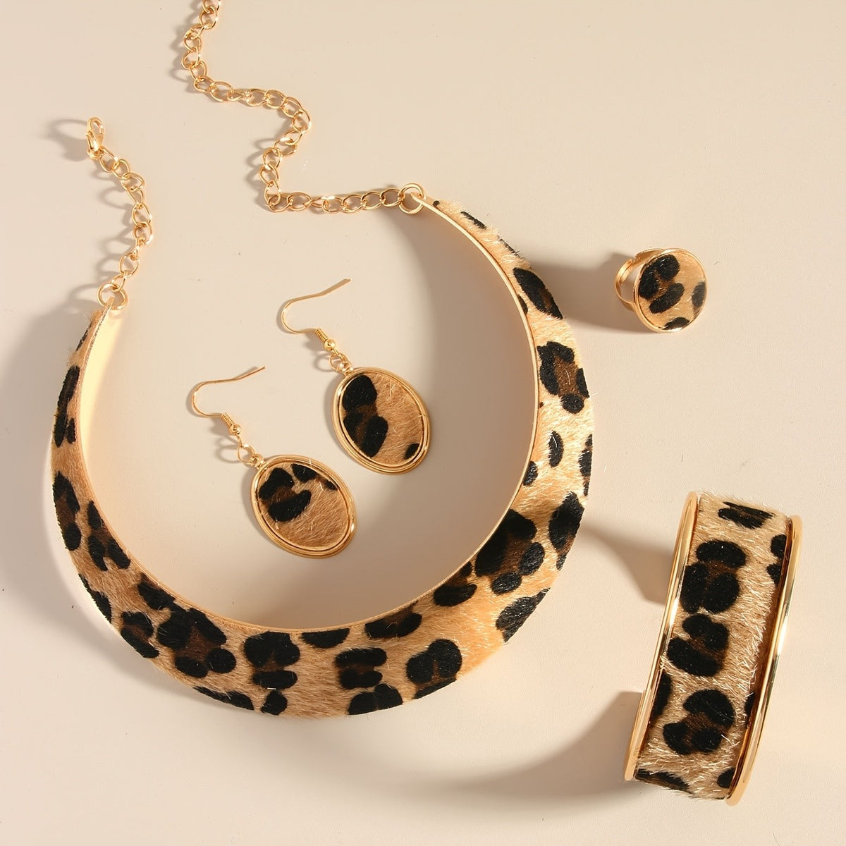 Leopard Print Collar Necklace Set