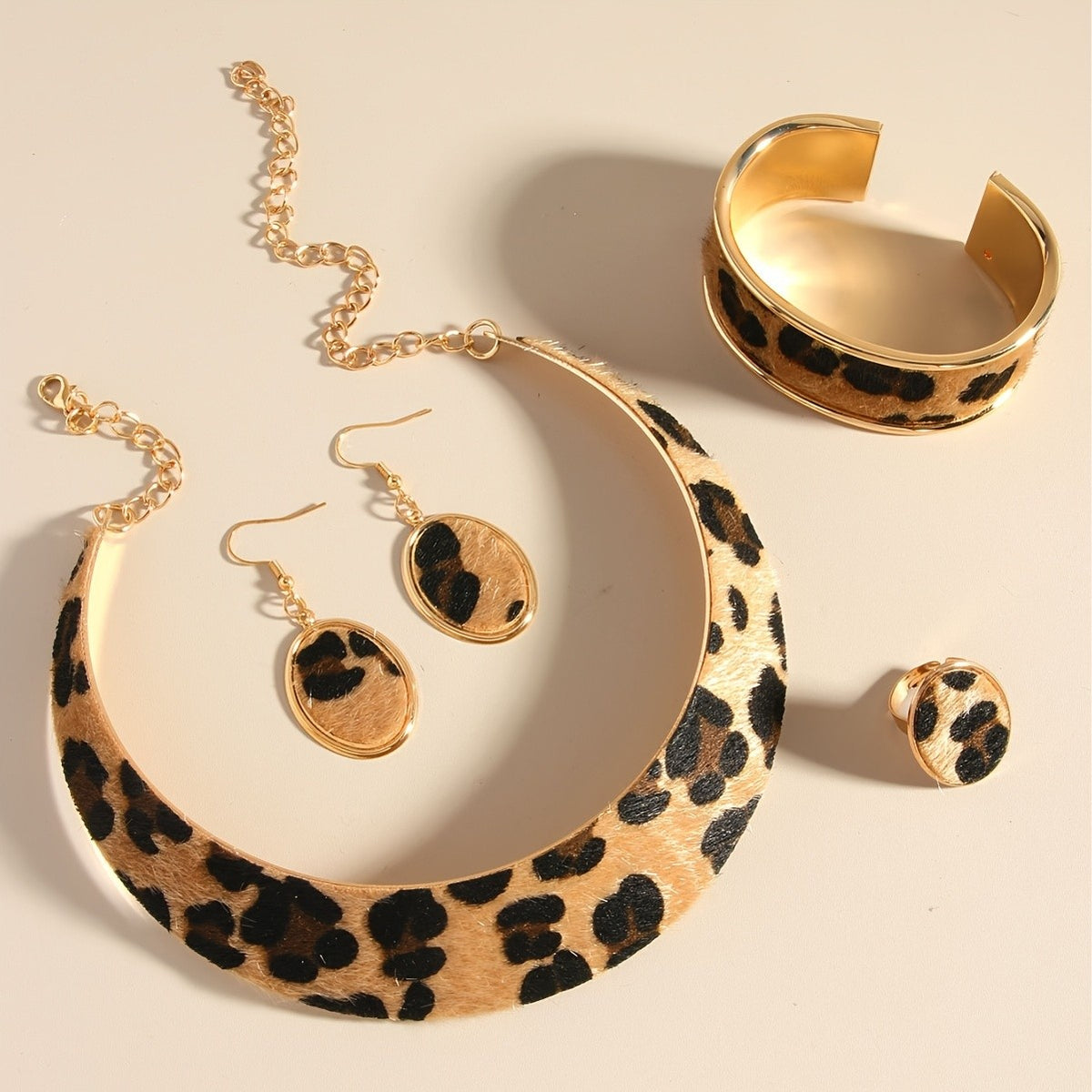 Leopard Print Collar Necklace Set
