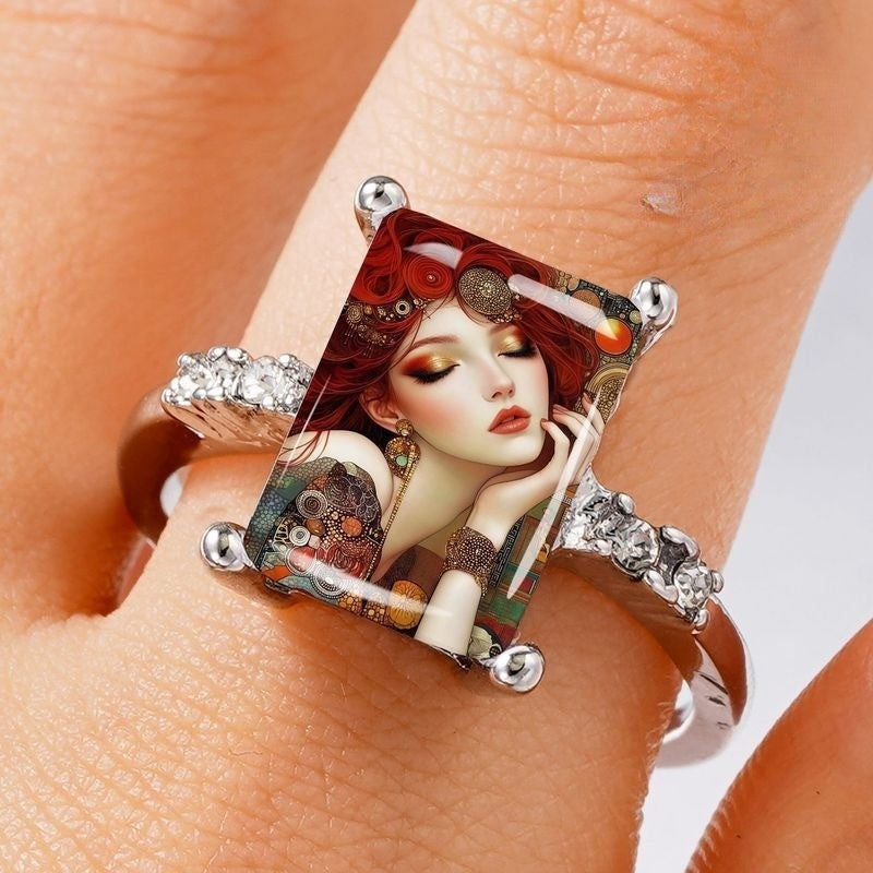Artistic Portrait Glass Ring
