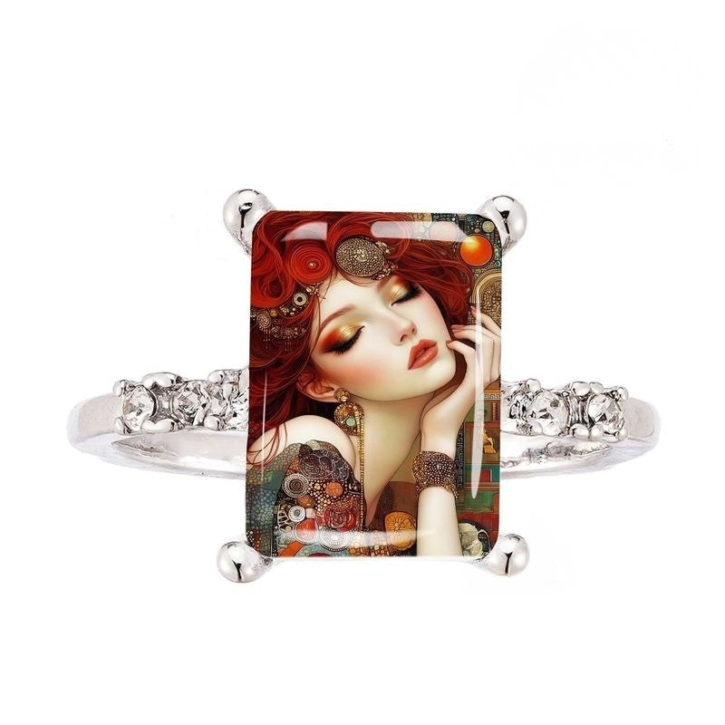 Artistic Portrait Glass Ring